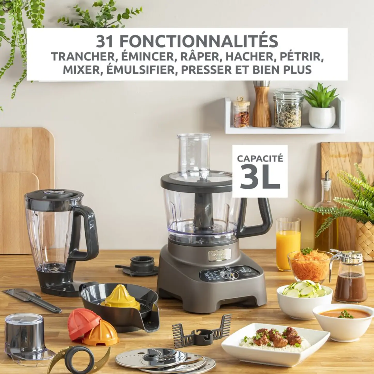 Robot multifonction Moulinex Double Force 1000W