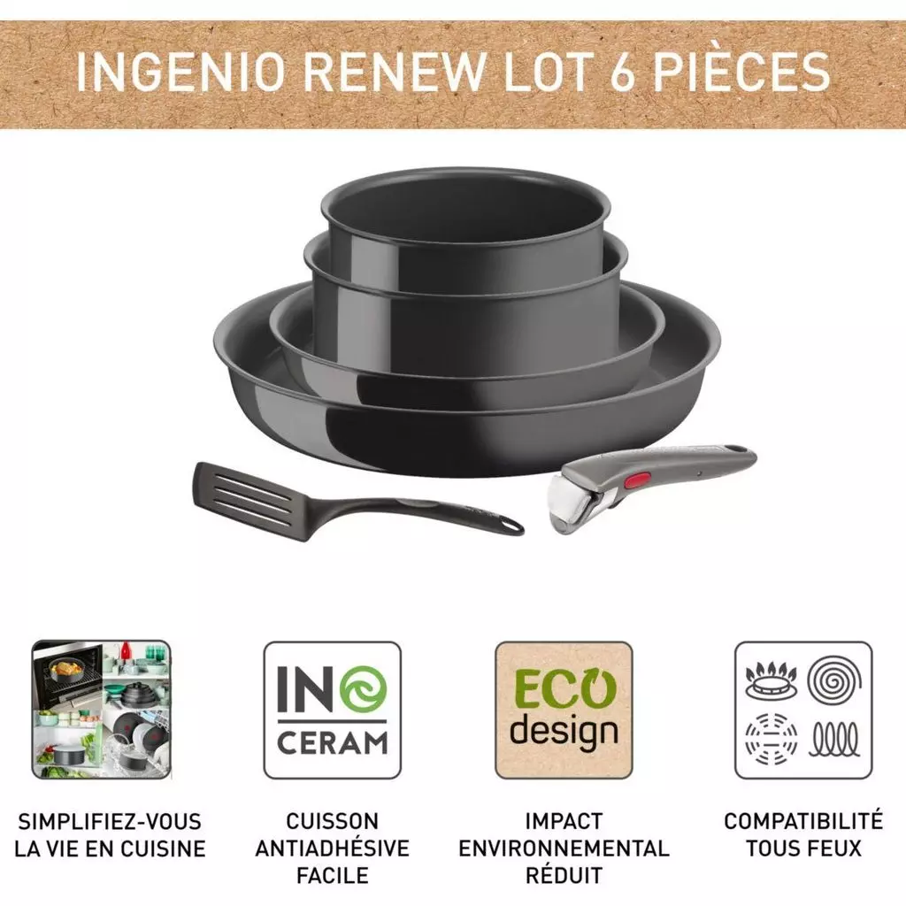 Batterie Tefal Ingenio Renew 6 pièces céramique